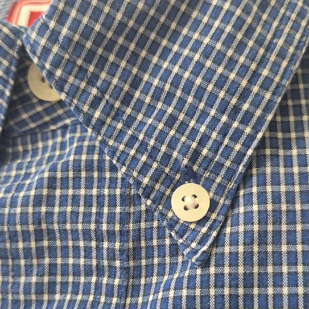 Chaps Navy and White Plaid Men's Shirt - Picture 11 of 13